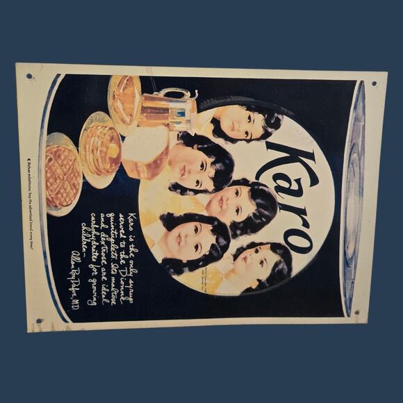 Karo Syrup Tin Metal Sign Quintuplets Retro Kitchen 1938 Advert VTG Reproduction - Picture 6 of 11
